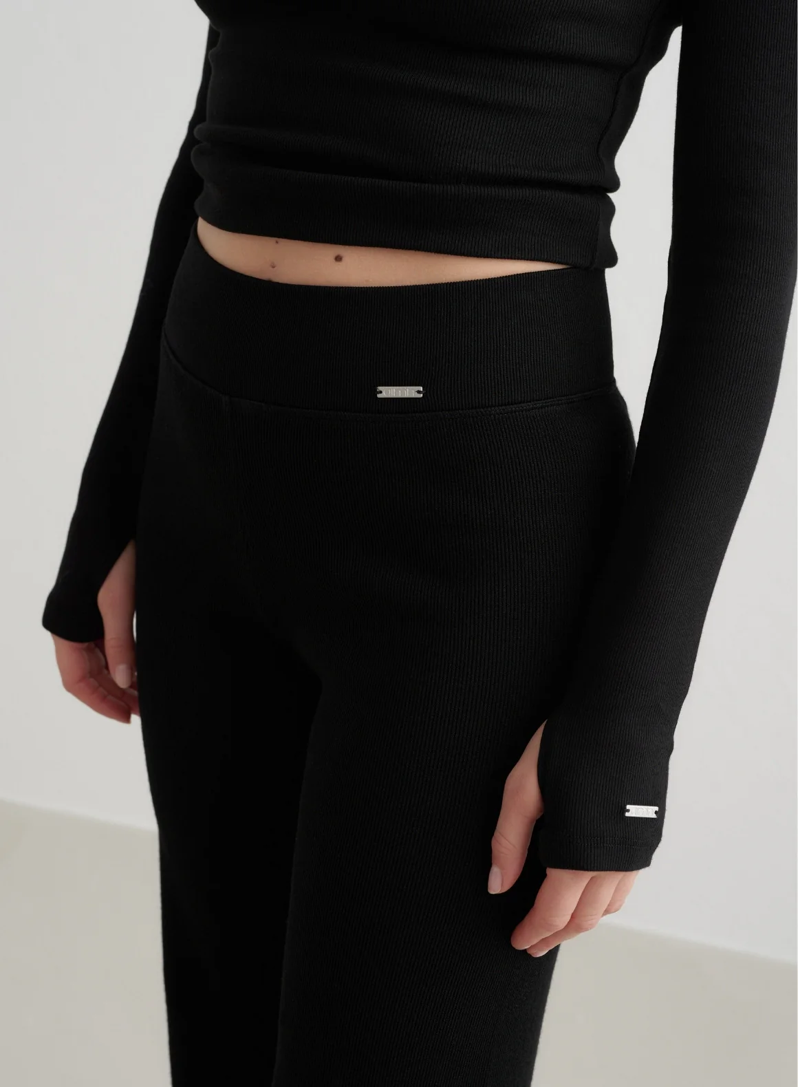 Black Ribbed Wool Wide Pants - Image 5