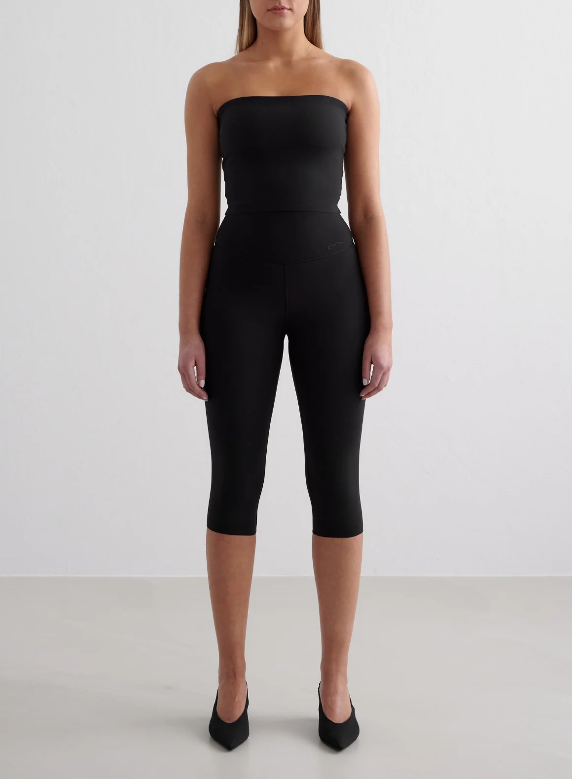 Black Sense Capri Tights & Tube Bralette Set