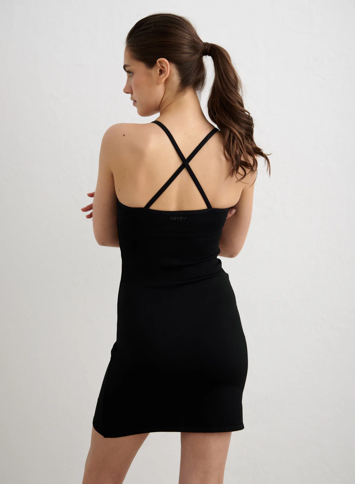 Black Shape Seamless Deep Cut Dress - Image 6