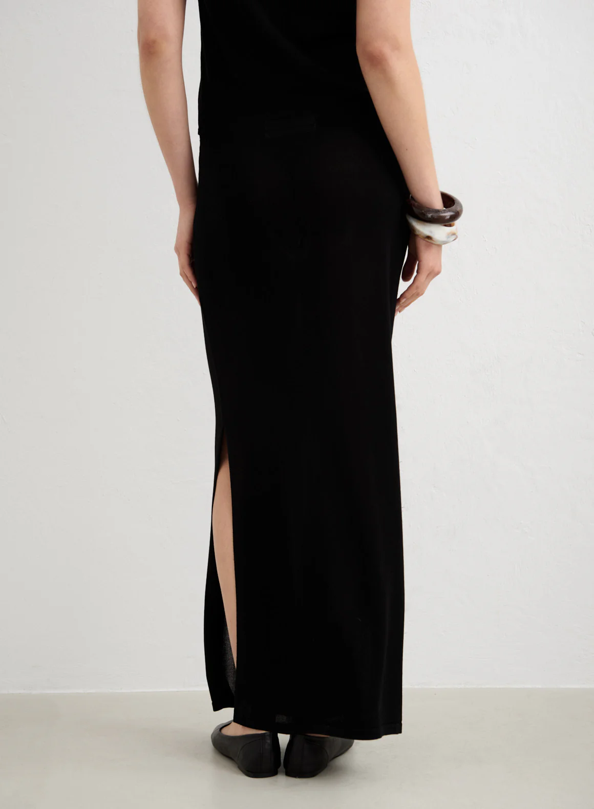 Black Silk Knit Maxi Skirt - Image 7