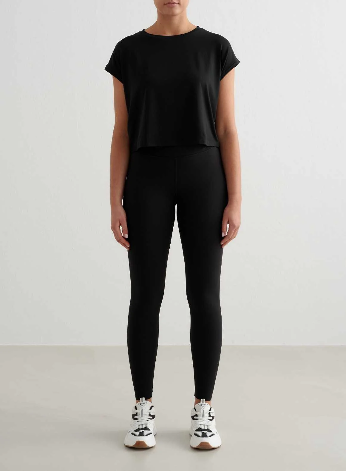 Black Soft Basic Roll Sleeve Top - Image 3