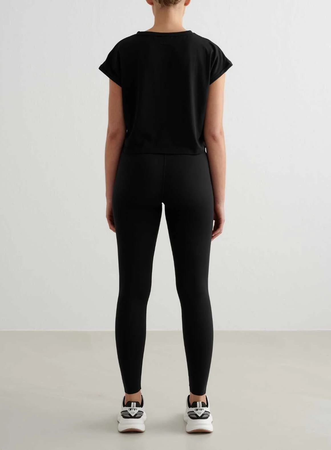 Black Soft Basic Roll Sleeve Top - Image 4