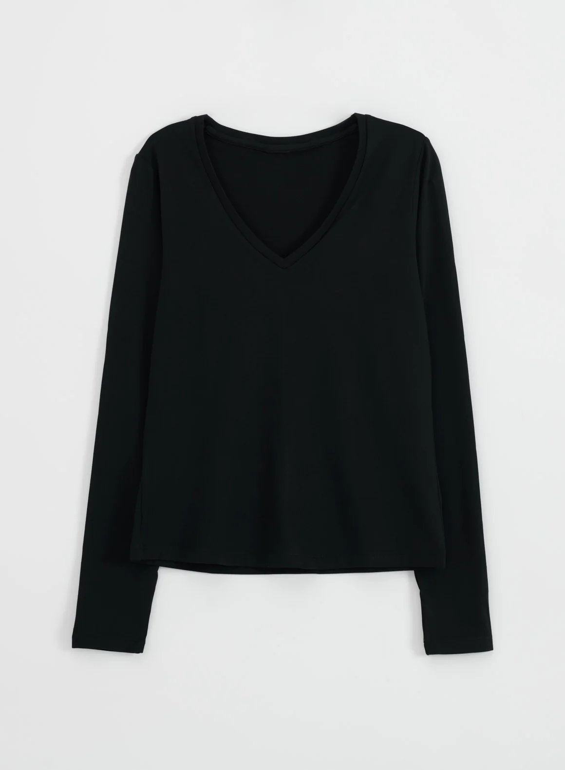 Black Soft Basic V-neck Long Sleeve - Image 7