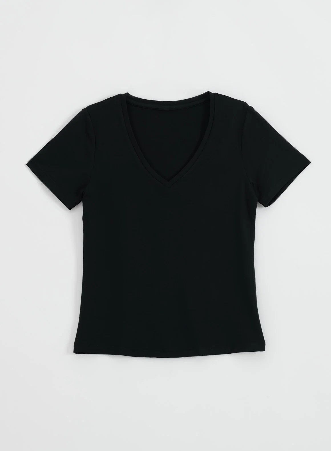 Black Soft Basic V-neck Short Sleeve - Image 7
