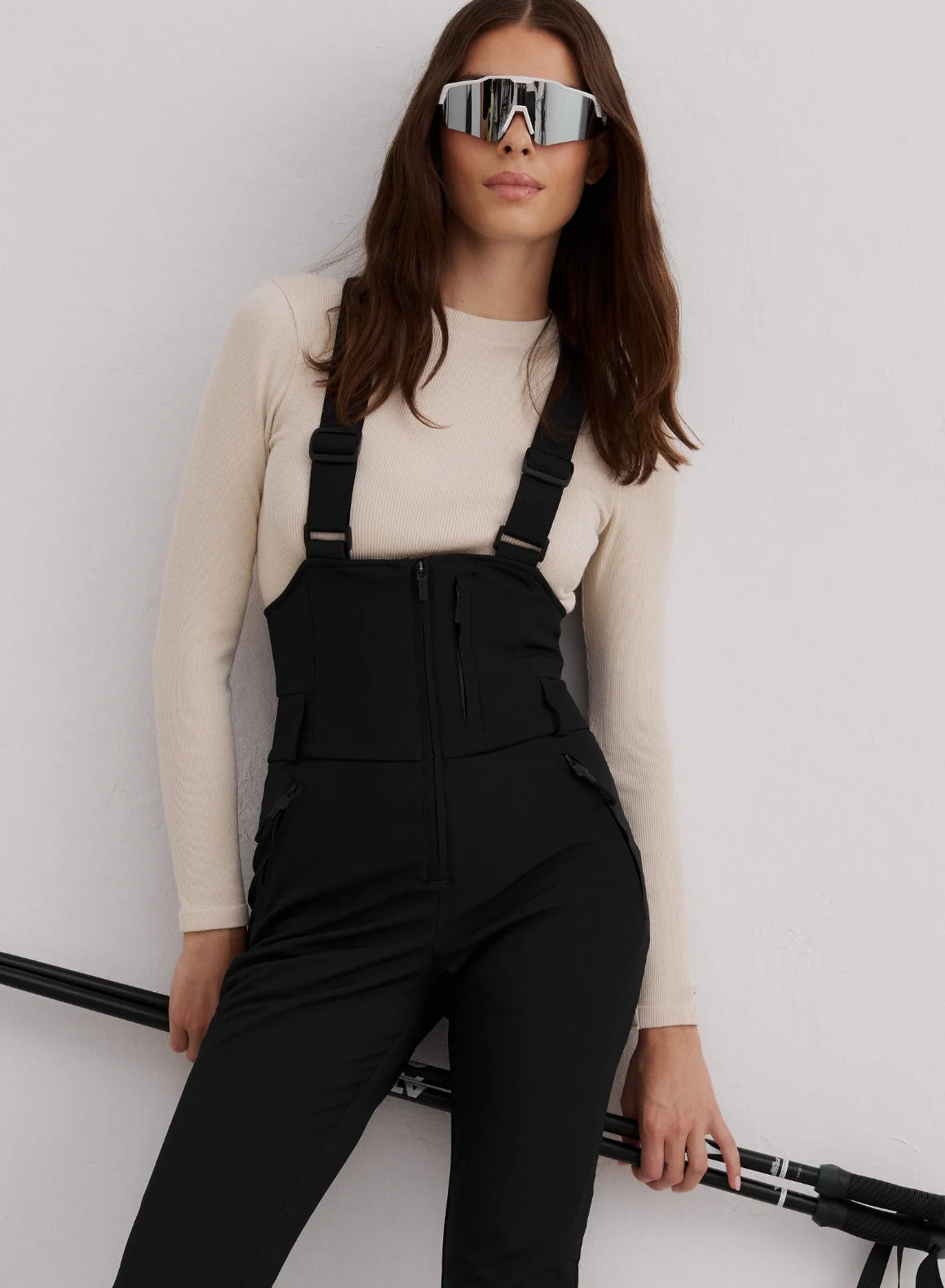 Black Stretch Thermo Bib Pants - Image 3