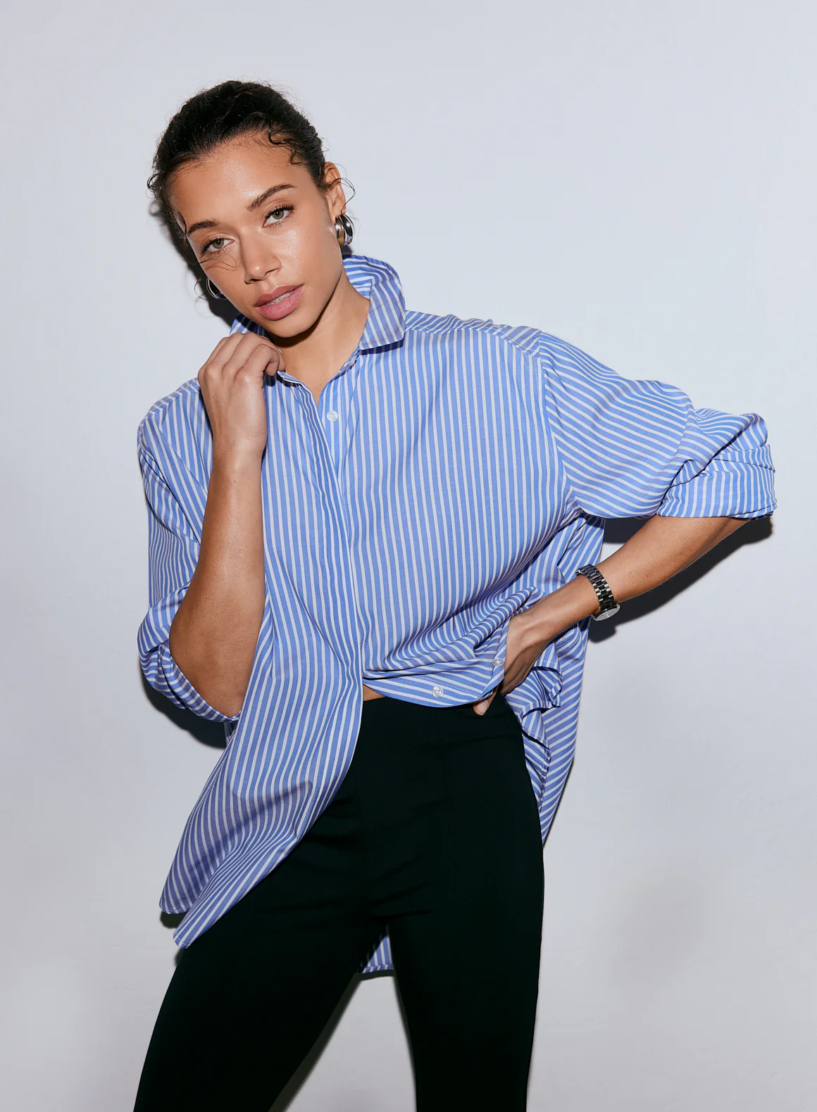 Blue Stripe Poplin Shirt