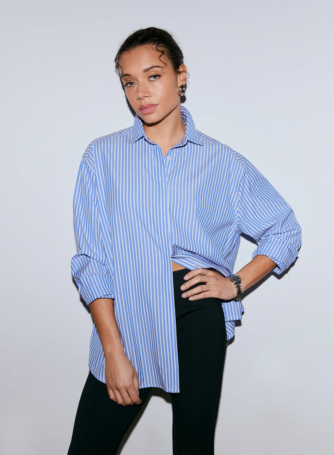 Blue Stripe Poplin Shirt - Image 2