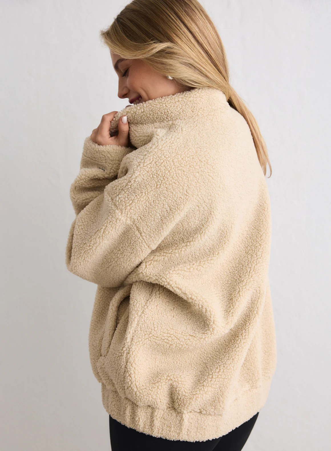 Café Au Lait Pile Coach Jacket - Image 5