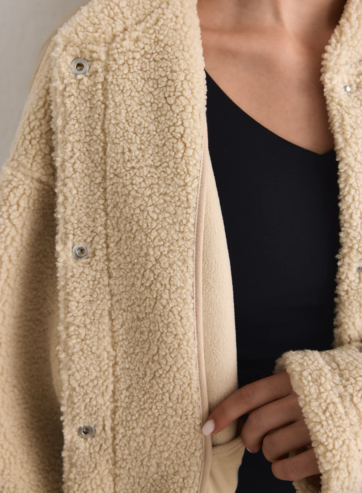 Café Au Lait Pile Coach Jacket - Image 6
