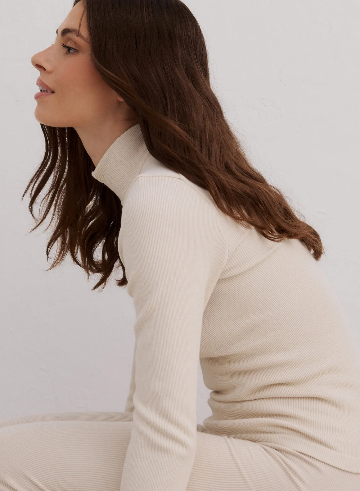Café Au Lait Ribbed Wool Half Zip - Image 4