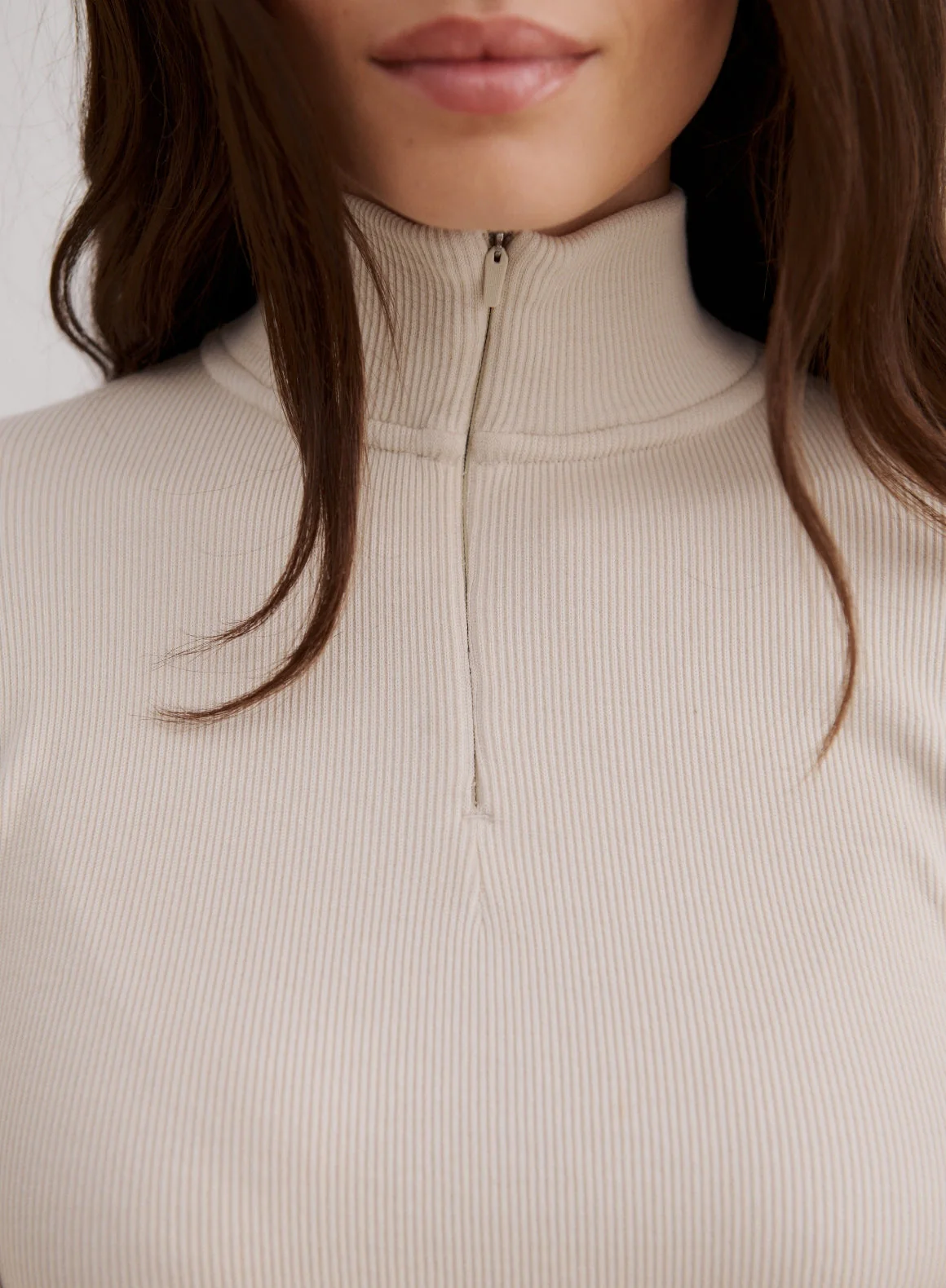 Café Au Lait Ribbed Wool Half Zip - Image 6