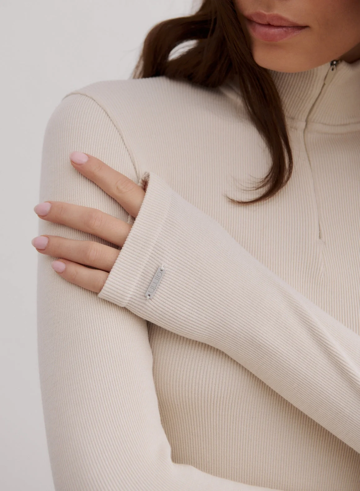 Café Au Lait Ribbed Wool Half Zip - Image 7