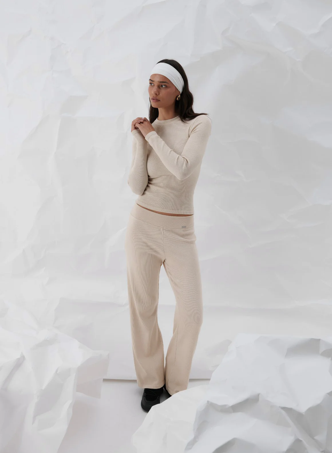 Café Au Lait Ribbed Wool Wide Pants - Image 115