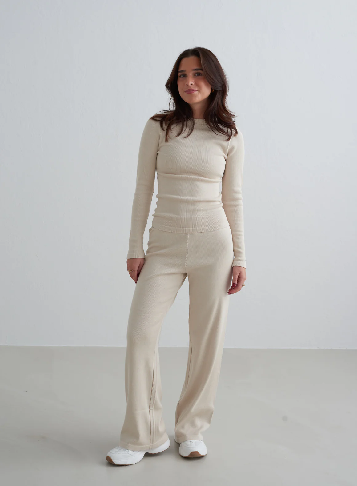 Café Au Lait Ribbed Wool Wide Pants - Image 122