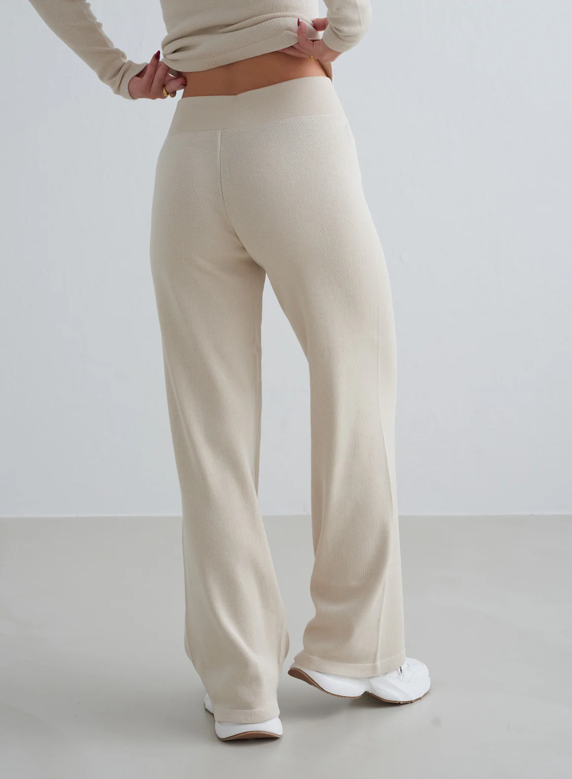 Café Au Lait Ribbed Wool Wide Pants - Image 124