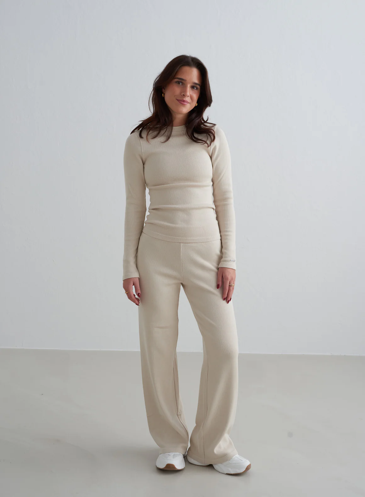 Café Au Lait Ribbed Wool Wide Pants - Image 125