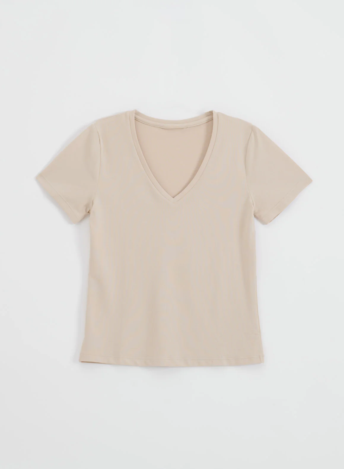 Café Au Lait Soft Basic V-neck Short Sleeve - Image 7