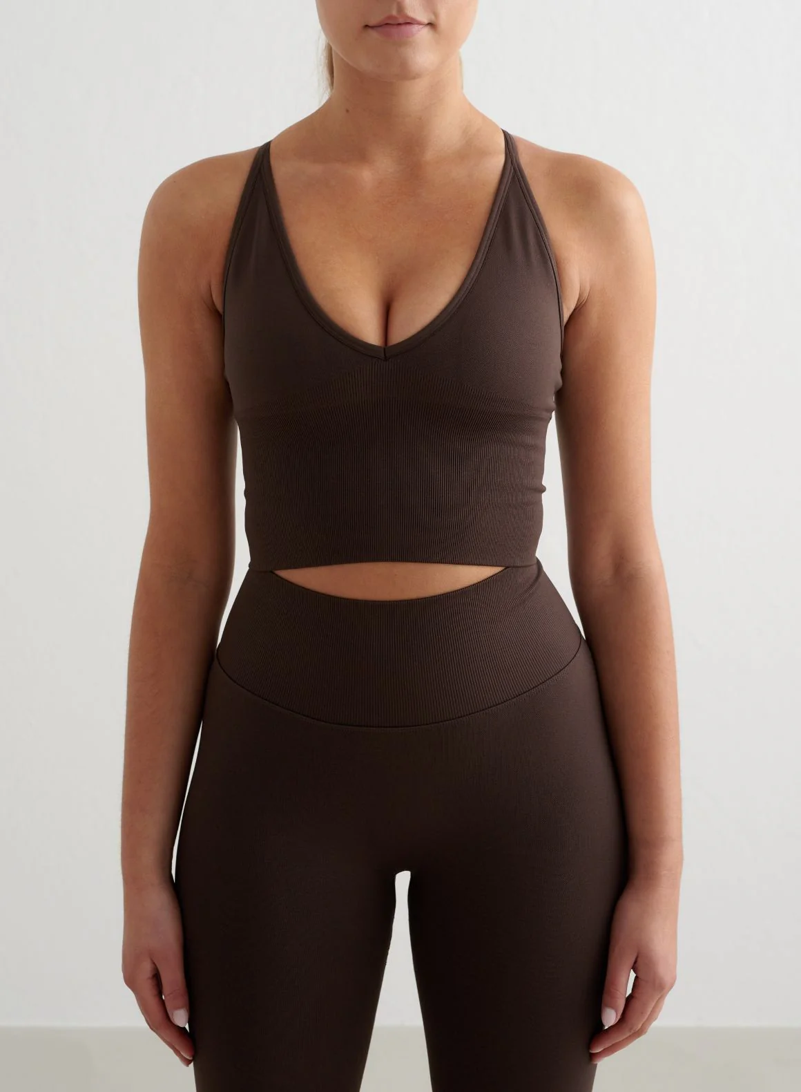 Chocolate Shape Seamless Tights & Cross Back Bralette Set - Image 3