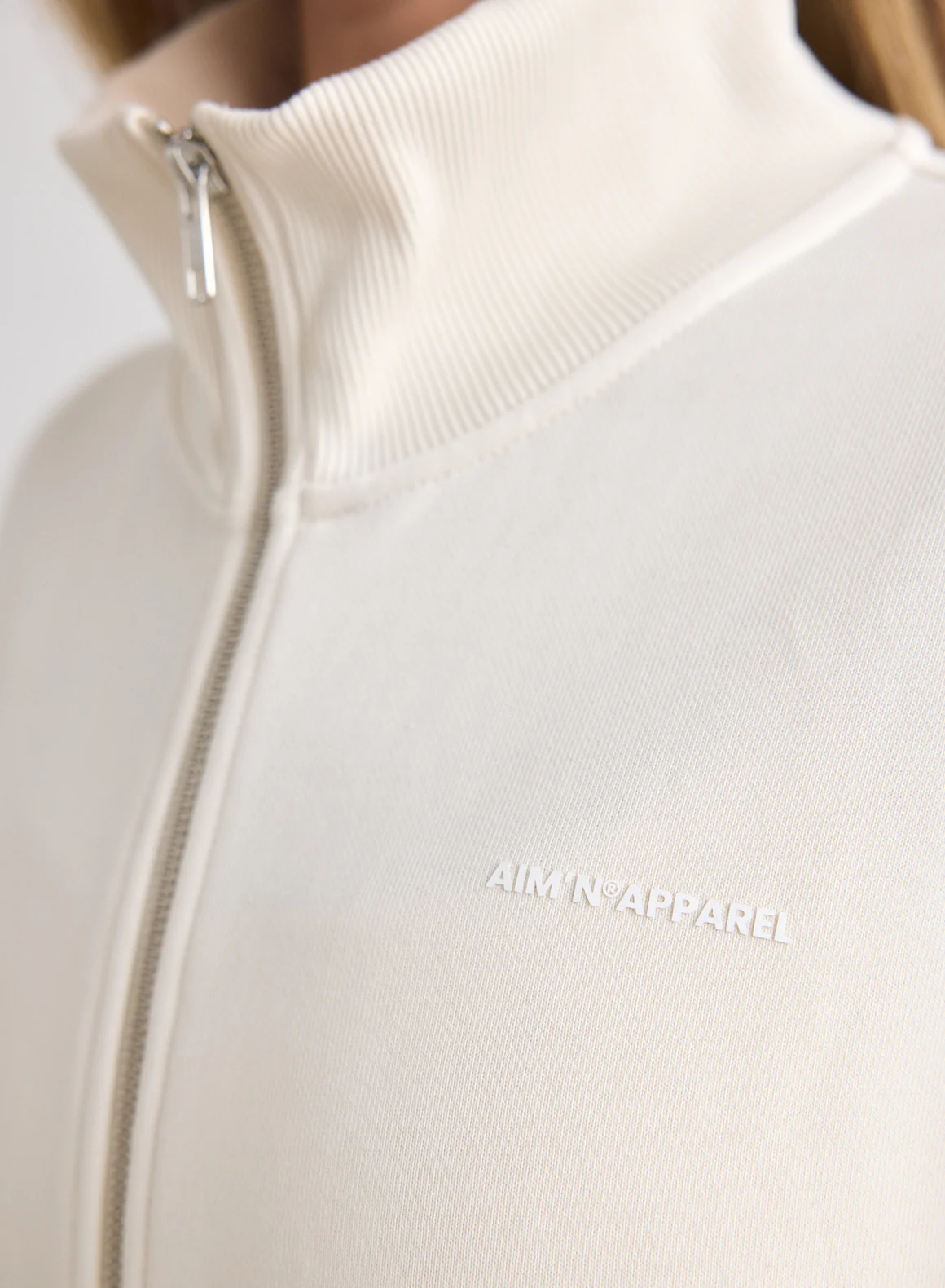Cream Chunky Terry Zip Jacket - Image 5