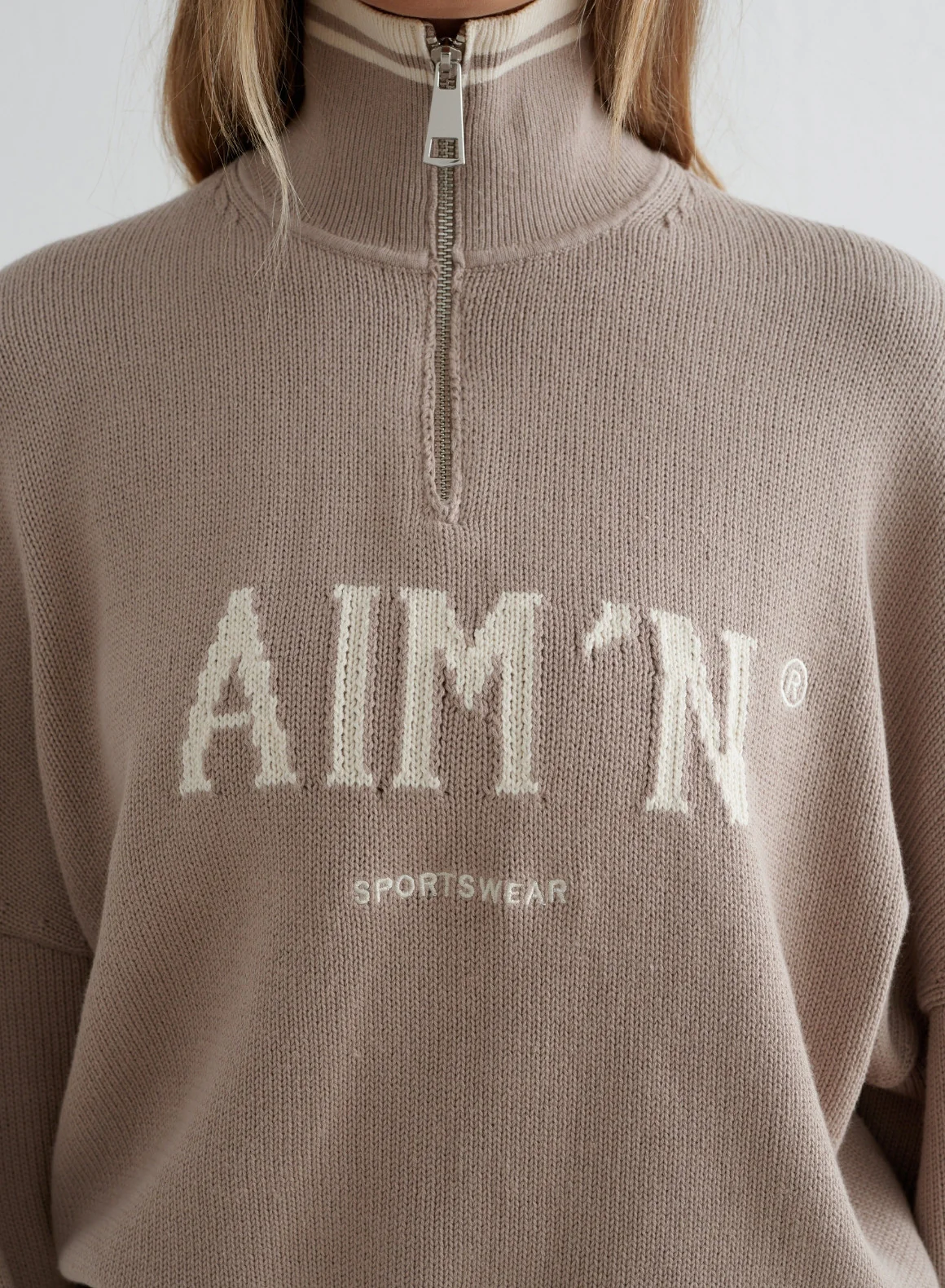 Dark Clay College Knitted Half Zip - Image 4