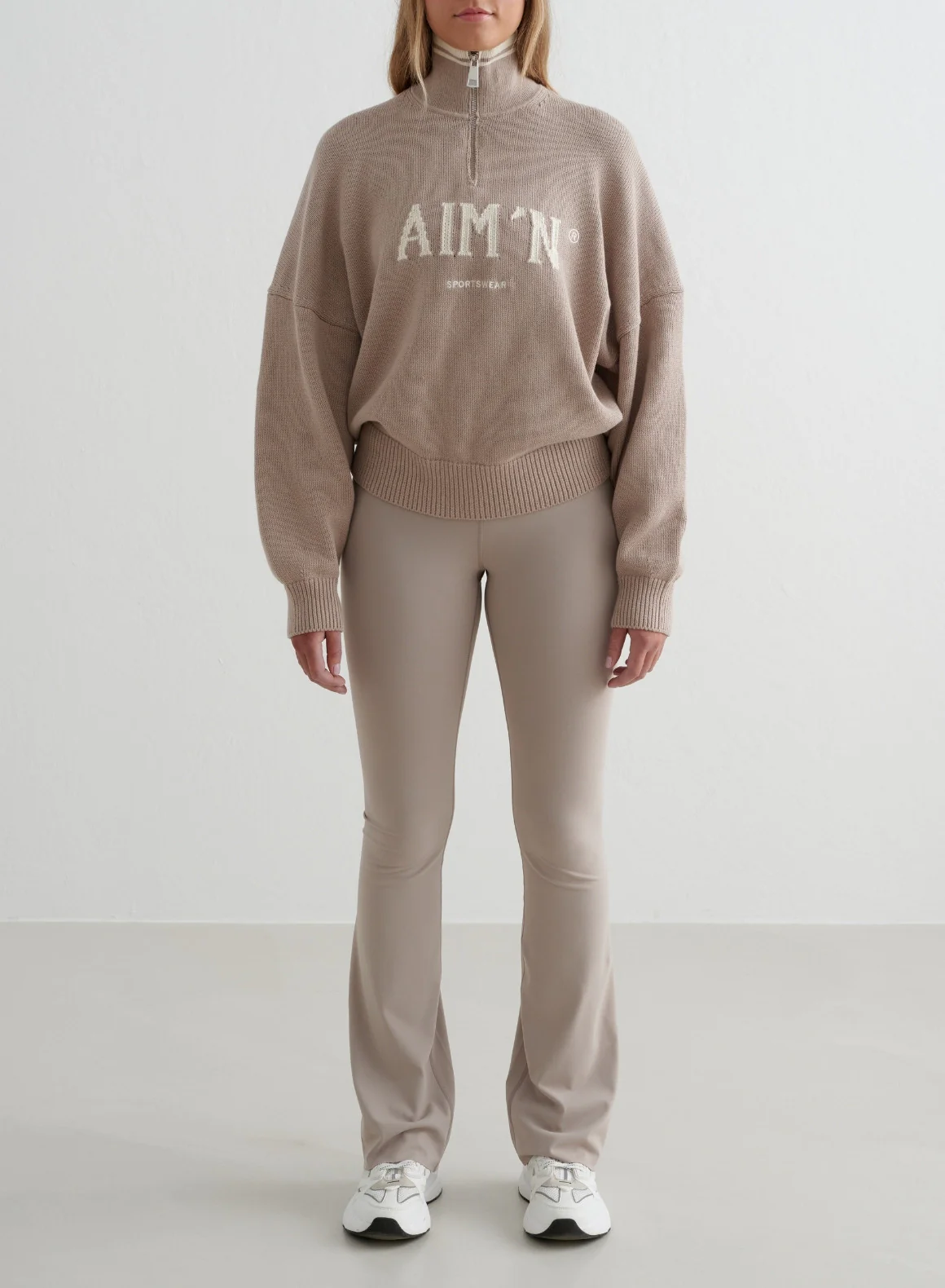 Dark Clay College Knitted Half Zip - Image 5