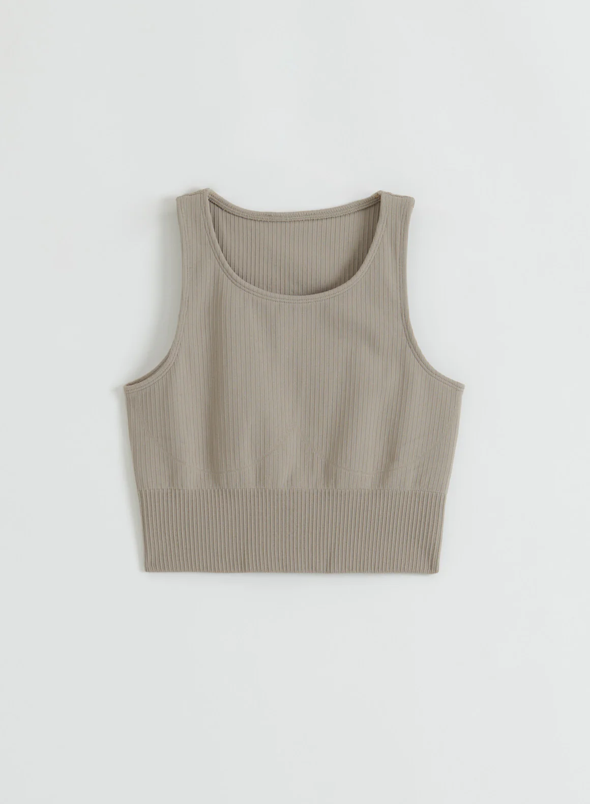 Dark Clay Ribbed Seamless Crop Top - Image 4