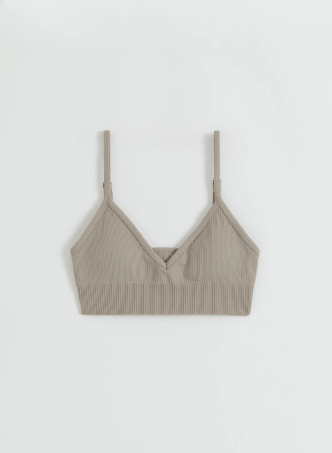 Dark Clay Ribbed Seamless Deep Cut Bra - Image 6
