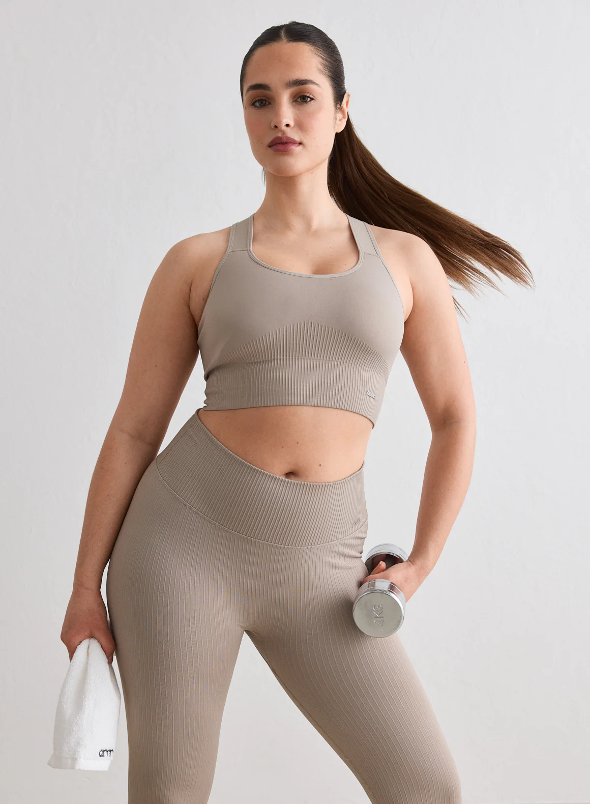 Dark Clay Ribbed Seamless High Support Bra