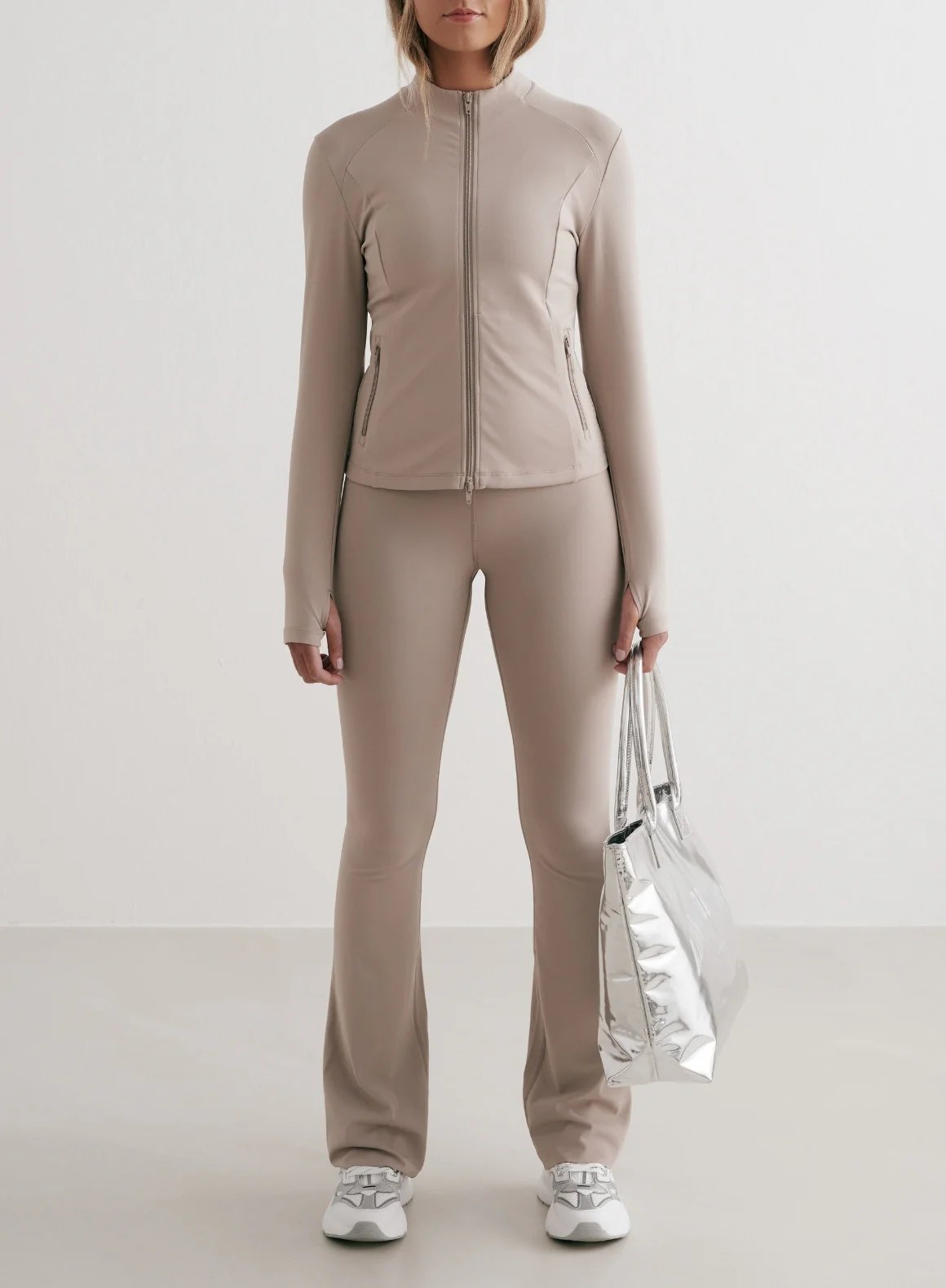 Dark Clay Sense Flare Tights & Zip Jacket Set