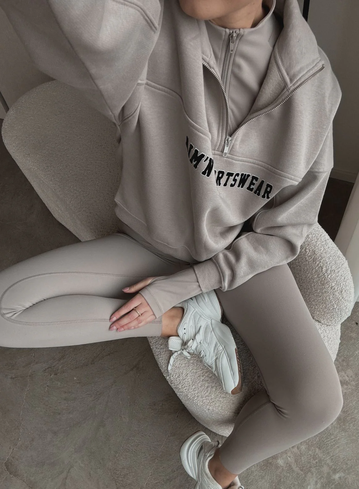 Dark Clay Varsity Sweat Half Zip - Image 5