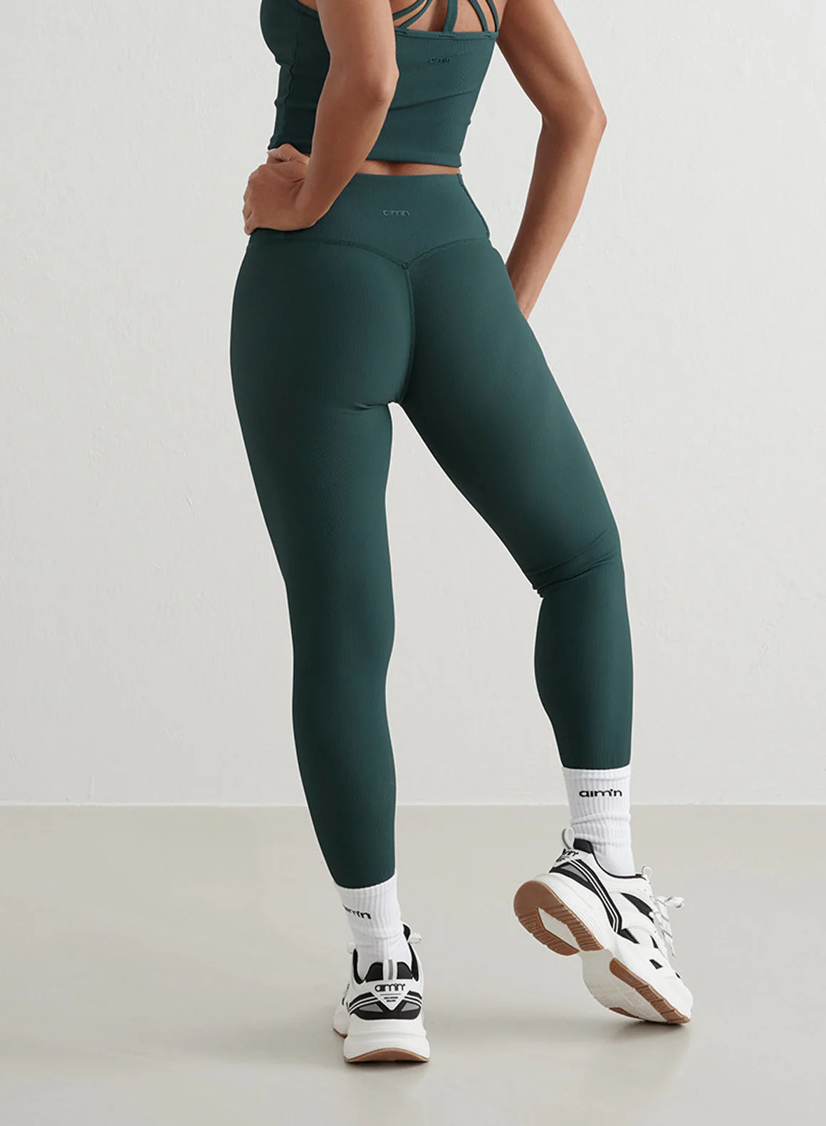 Deep Emerald Ribbed Performance Bralette Set - Image 6