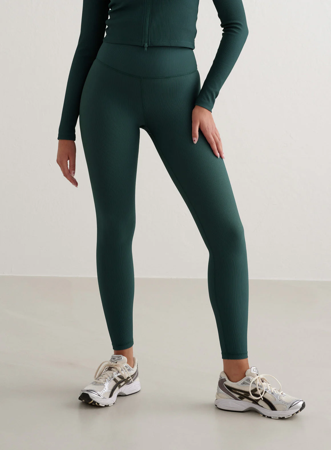 Deep Emerald Ribbed Performance Cardigan Set - Image 4
