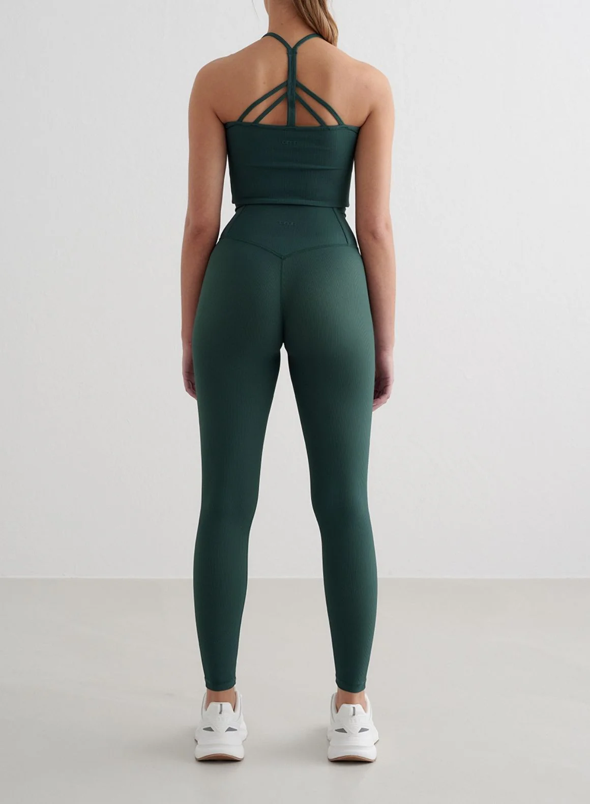 Deep Emerald Ribbed Performance Tights - Image 2
