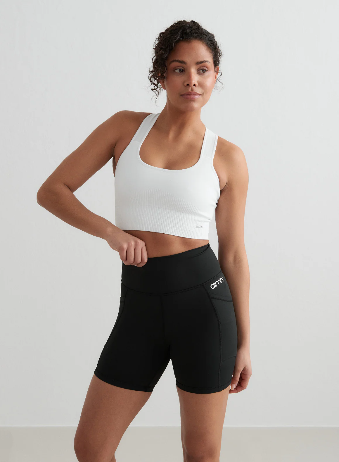 Black Double Pocket Midi Biker Shorts - Image 4