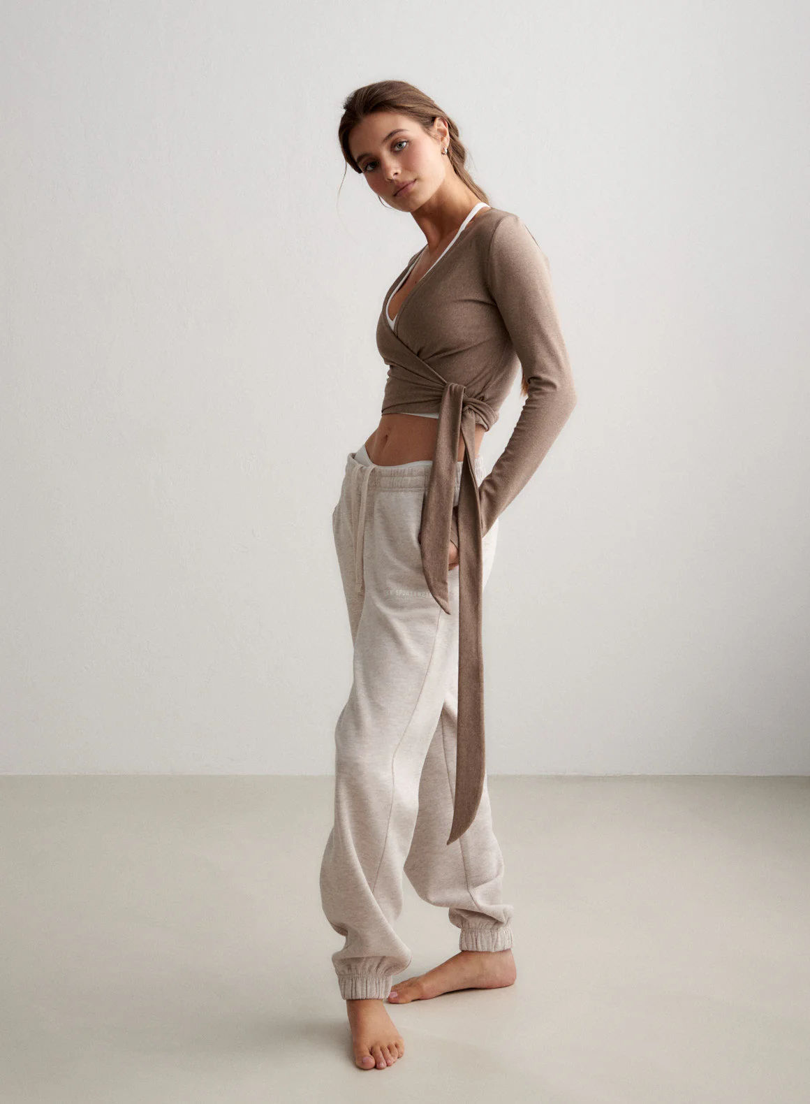 Espresso Melange Shape Seamless Wrap Long Sleeve - Image 3