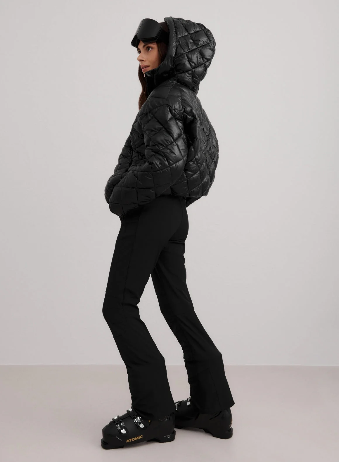 Glossy Black Luxe Quilted Anorak - Image 2