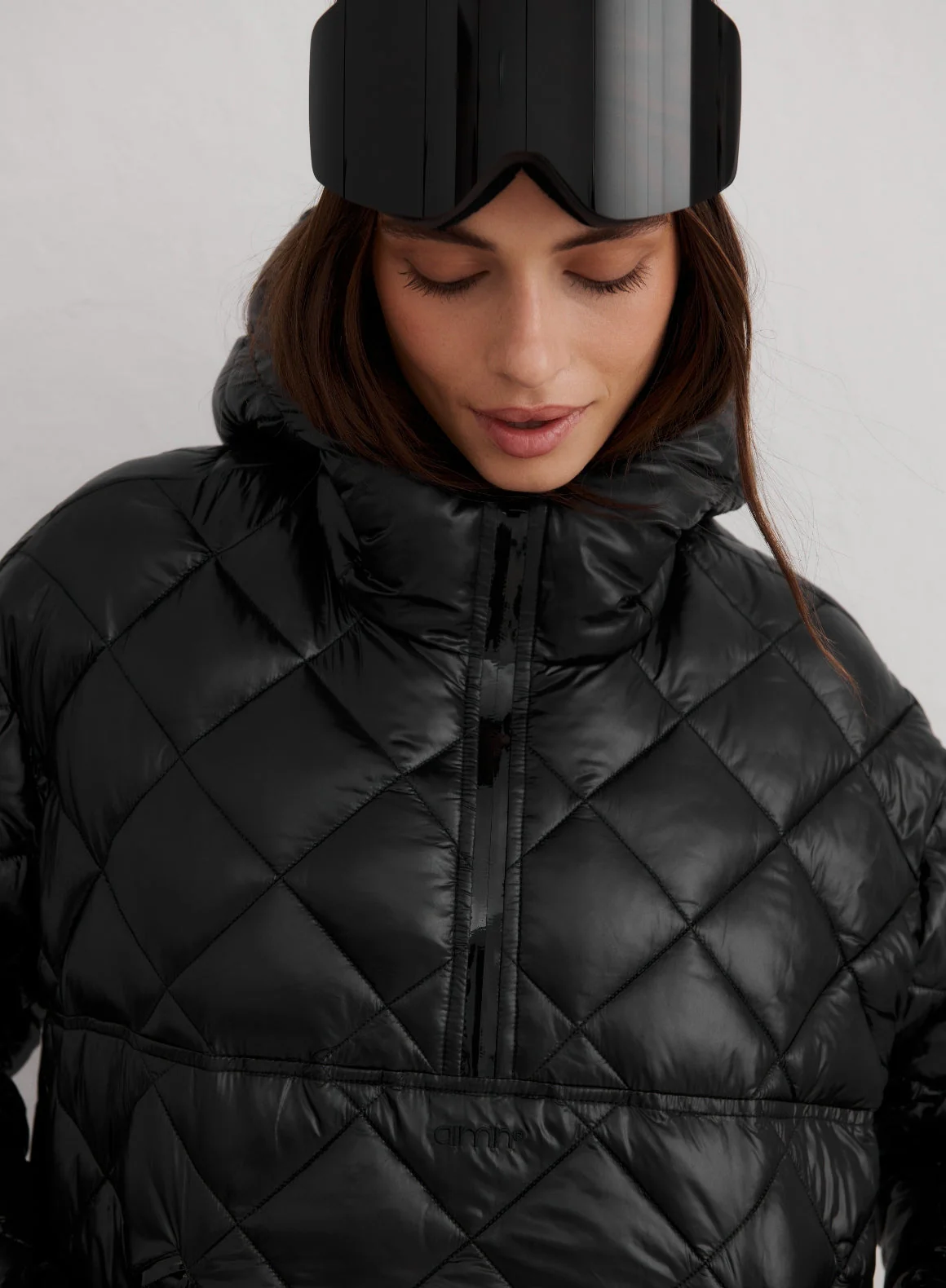 Glossy Black Luxe Quilted Anorak - Image 5