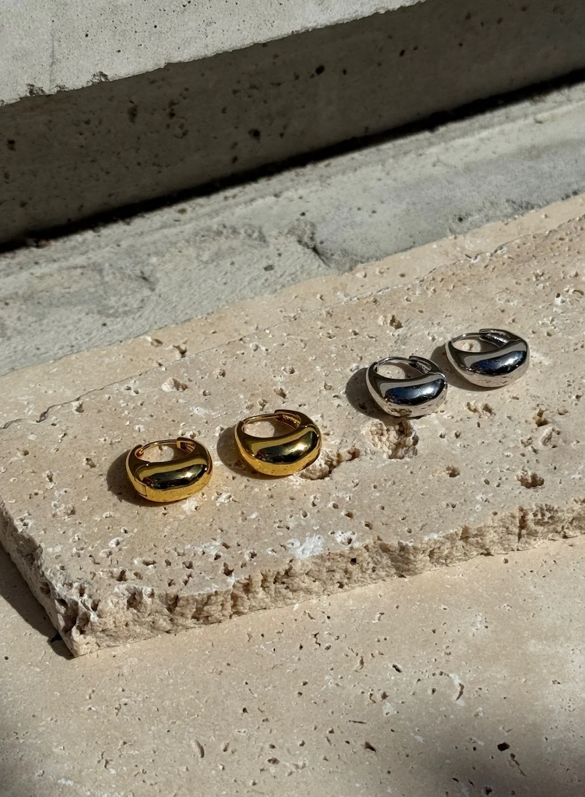 Gold Waterproof Drop Hoop Earrings - Image 4