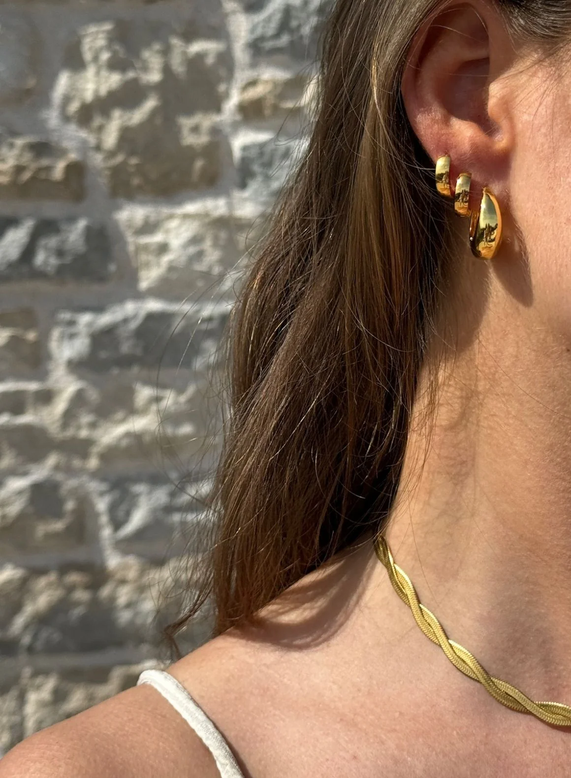 Gold Waterproof Hoop Earrings - Image 3