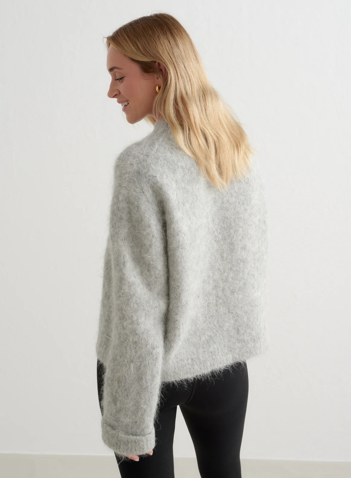 Grey Melange Alpaca Knit Sweater - Image 4