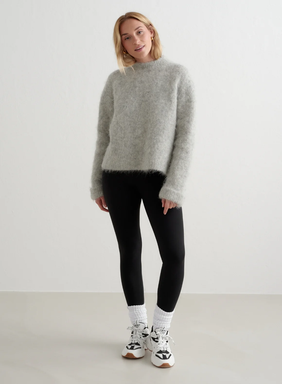 Grey Melange Alpaca Knit Sweater - Image 6
