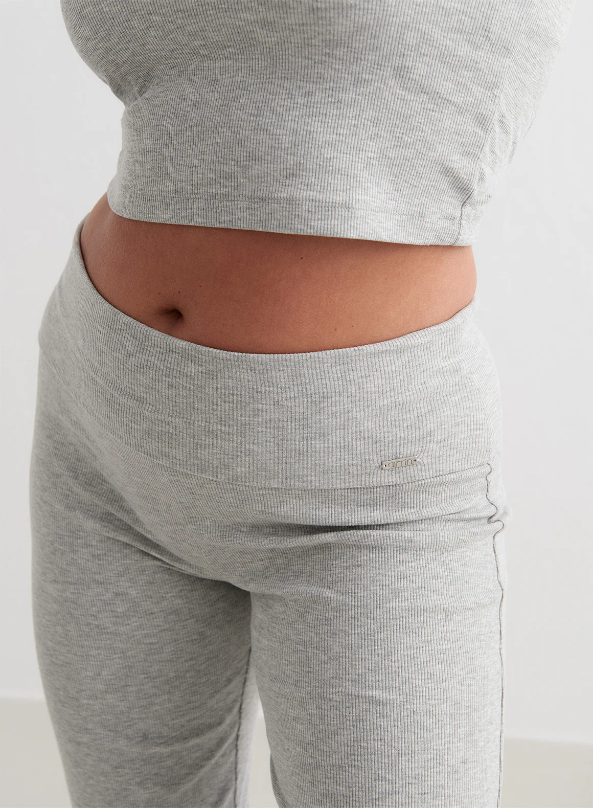 Grey Melange Ease Ribbed Pants - Image 6