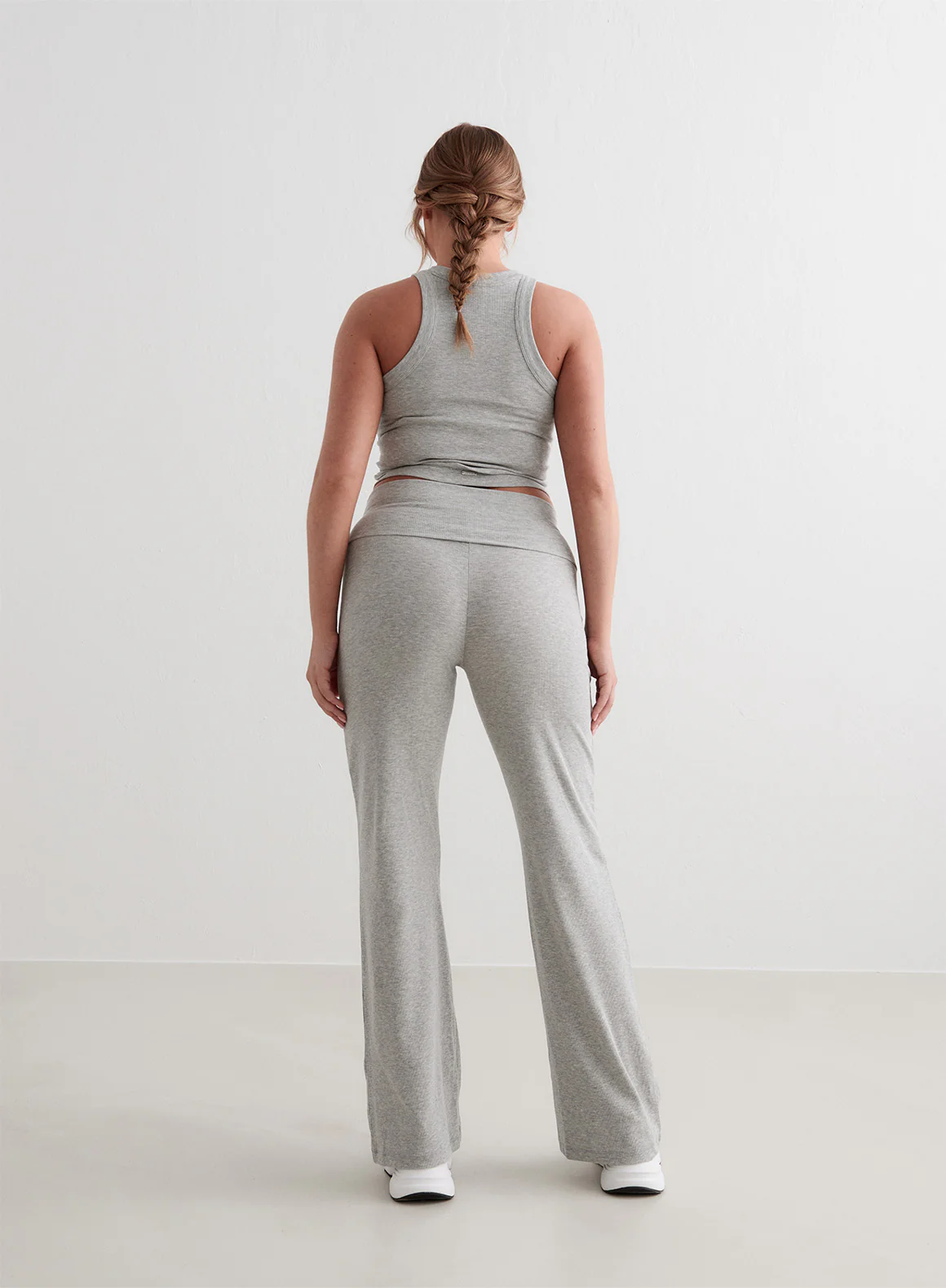 Grey Melange Ease Ribbed Pants - Image 7