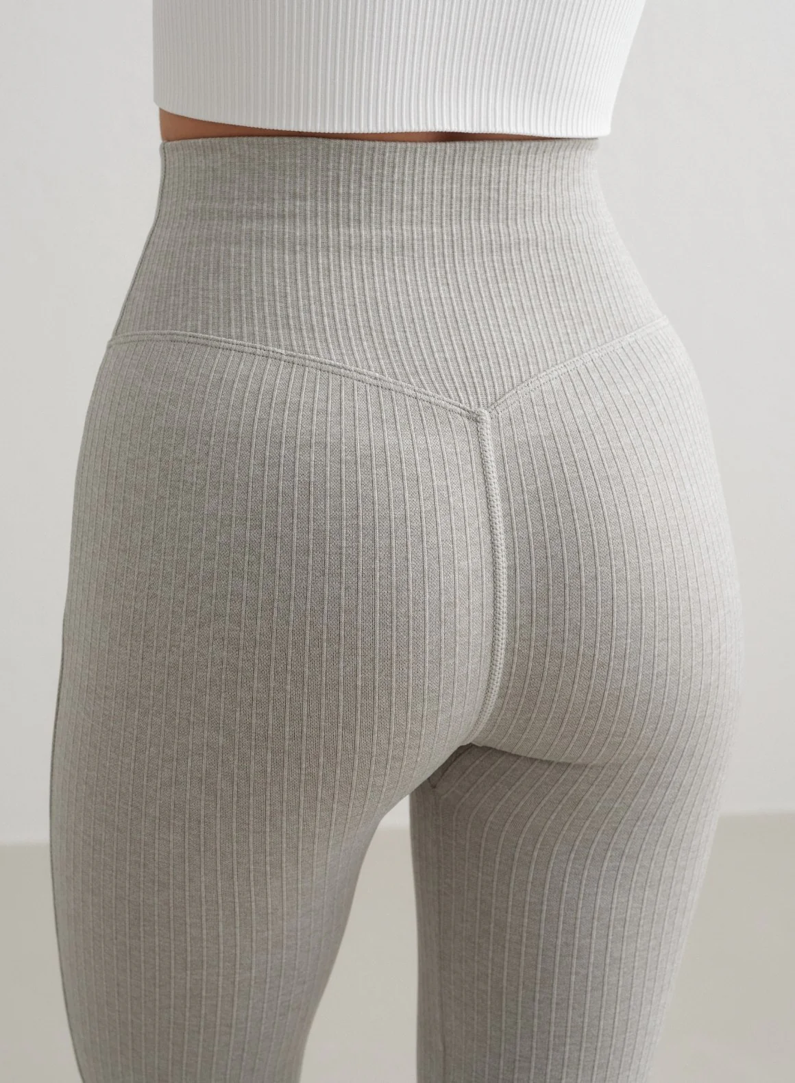 Grey Melange Ribbed Seamless Flare Petite Tights - Image 3