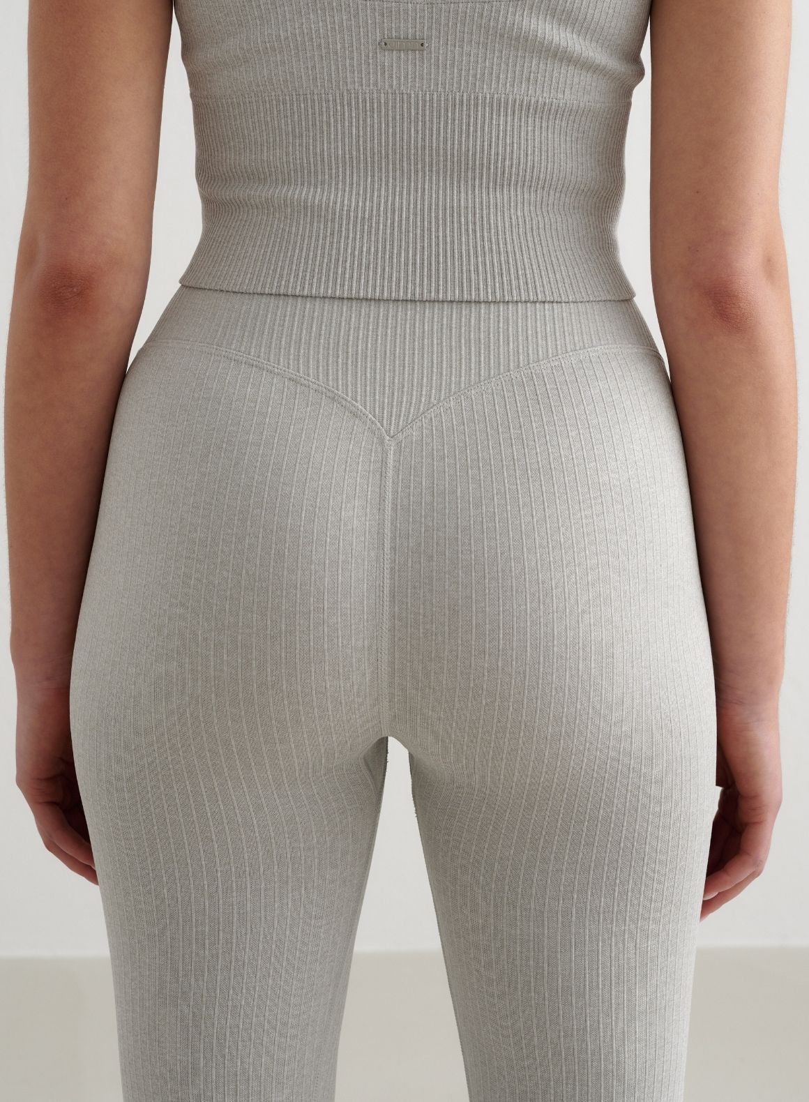 Grey Melange Ribbed Seamless Tights - Image 5