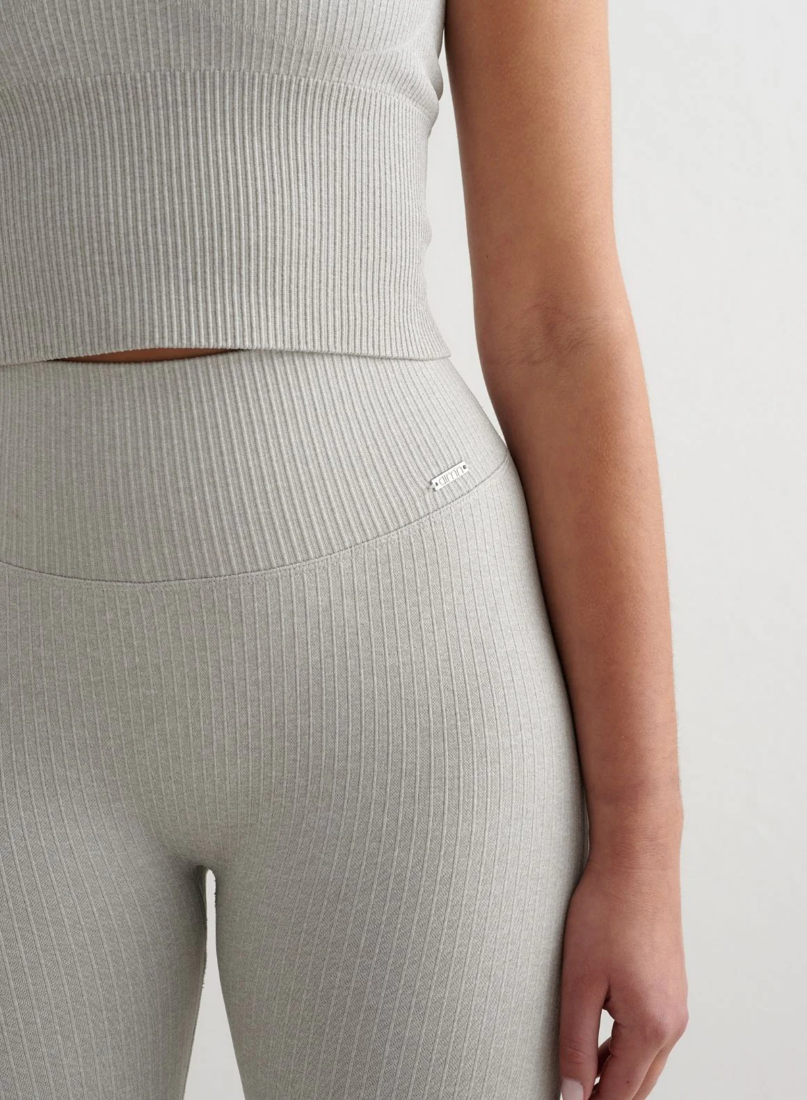 Grey Melange Ribbed Seamless Tights - Image 6
