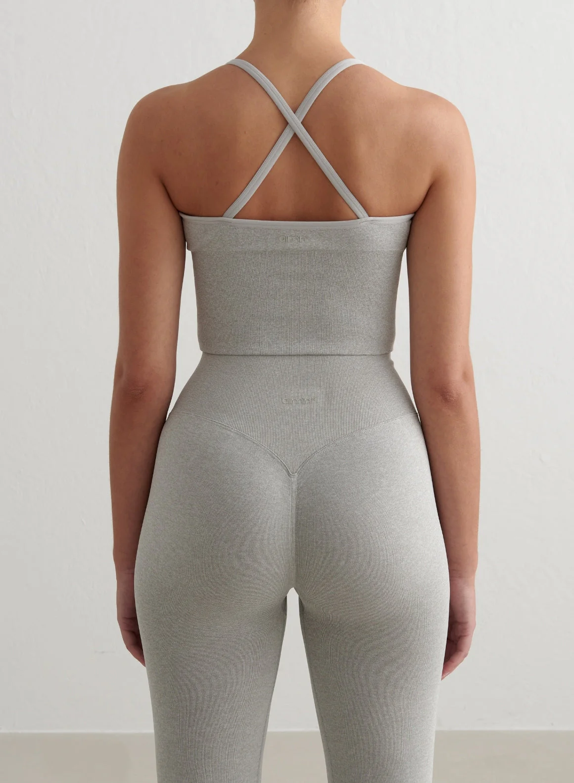 Grey Melange Shape Seamless Cross Back Bralette - Image 2