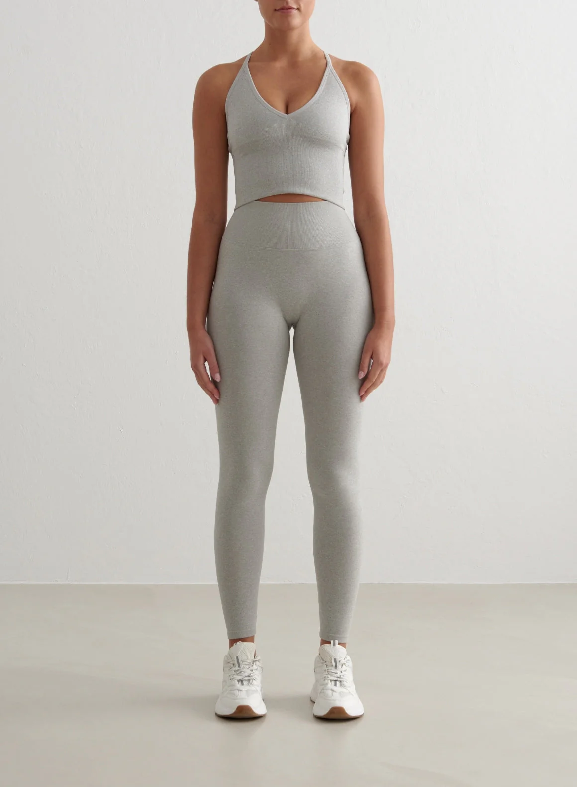 Grey Melange Shape Seamless Cross Back Bralette - Image 3
