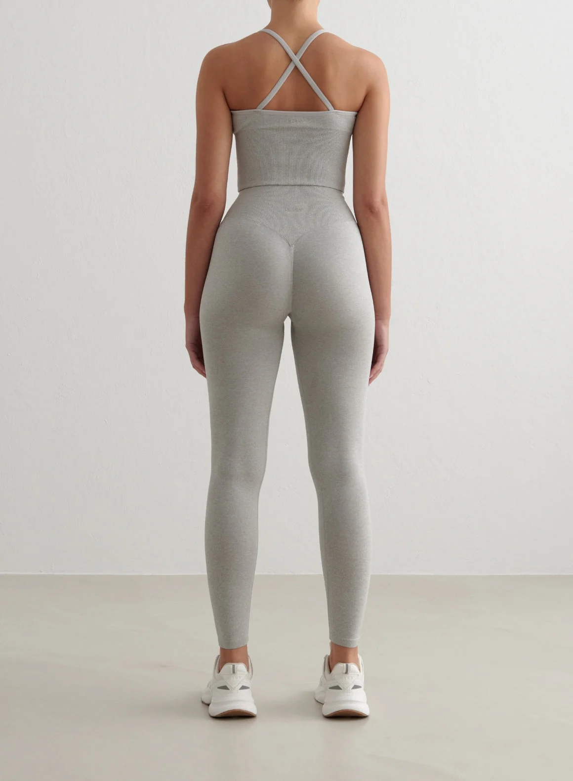Grey Melange Shape Seamless Cross Back Bralette - Image 4