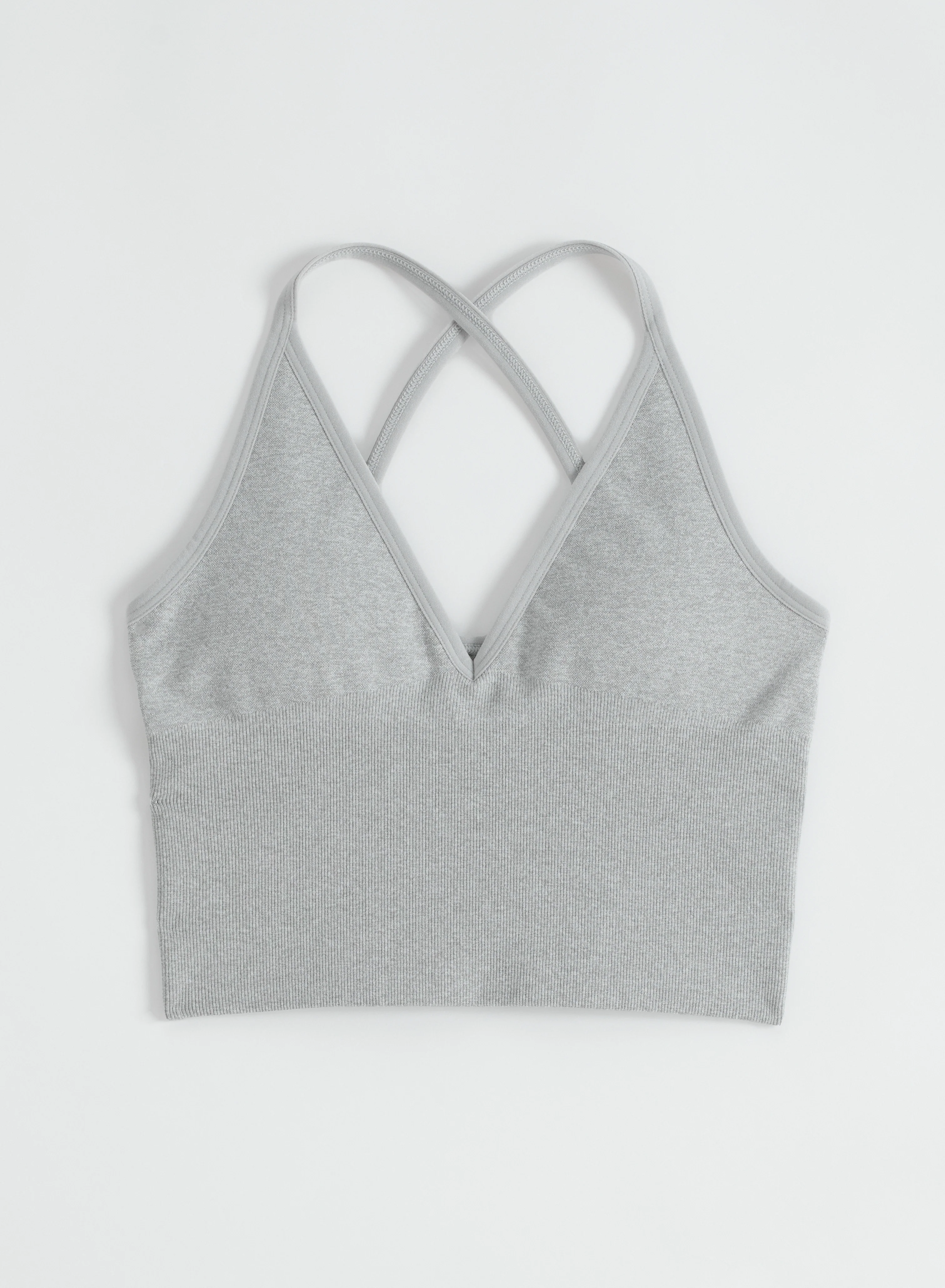 Grey Melange Shape Seamless Cross Back Bralette - Image 5